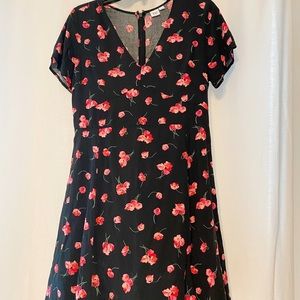 GAP Black Floral Casual Zip Up Dress